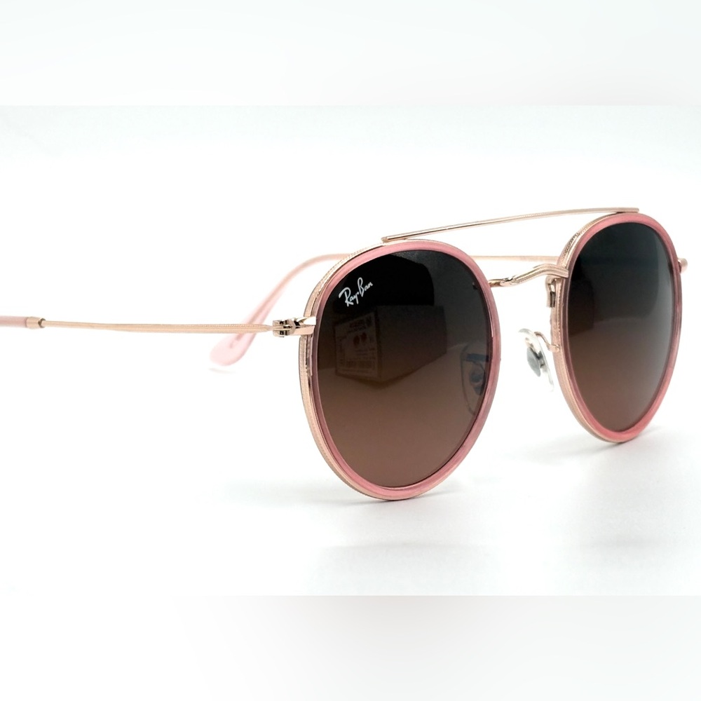Ray-Ban RB3647n Sunglasses Round Double Bridge Polished Copper Brown Lens Round - Picture 7 of 11